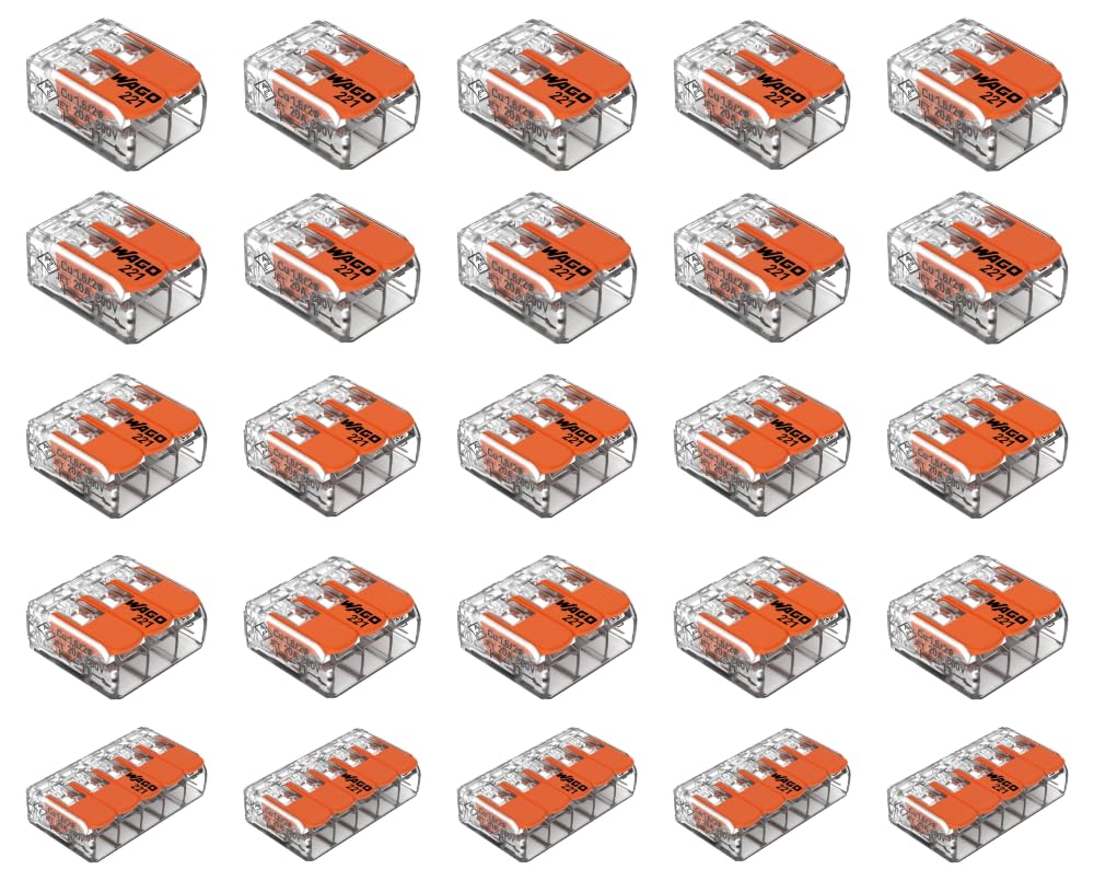 Wago Lever-Nuts Compact Splicing Connector Assortment Kit - 25-Piece (221-412, 221-413, 221-415)