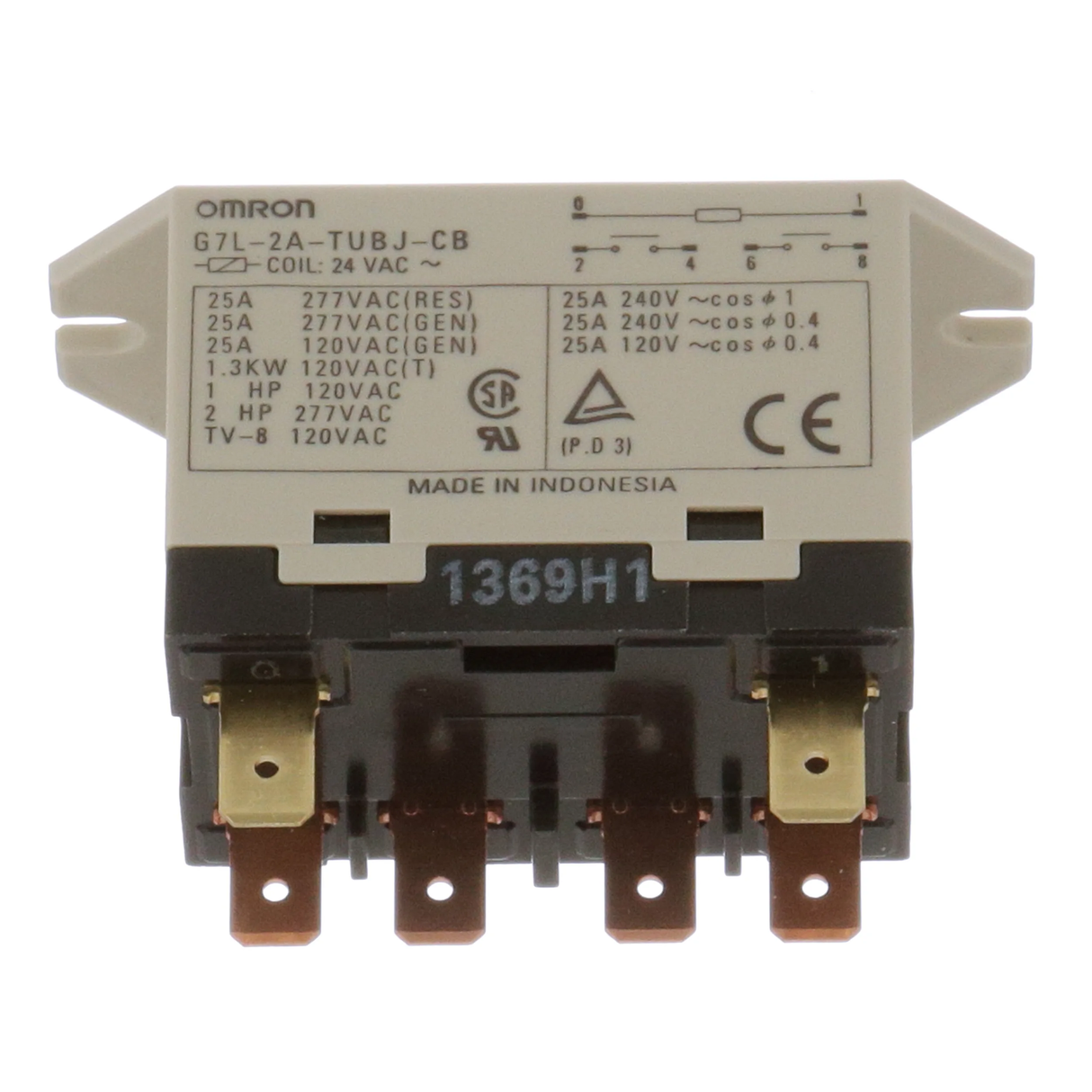 Omron G7L-2A-TUB-J-CB-AC24 General Purpose Well Pump Start Relay With Test Button