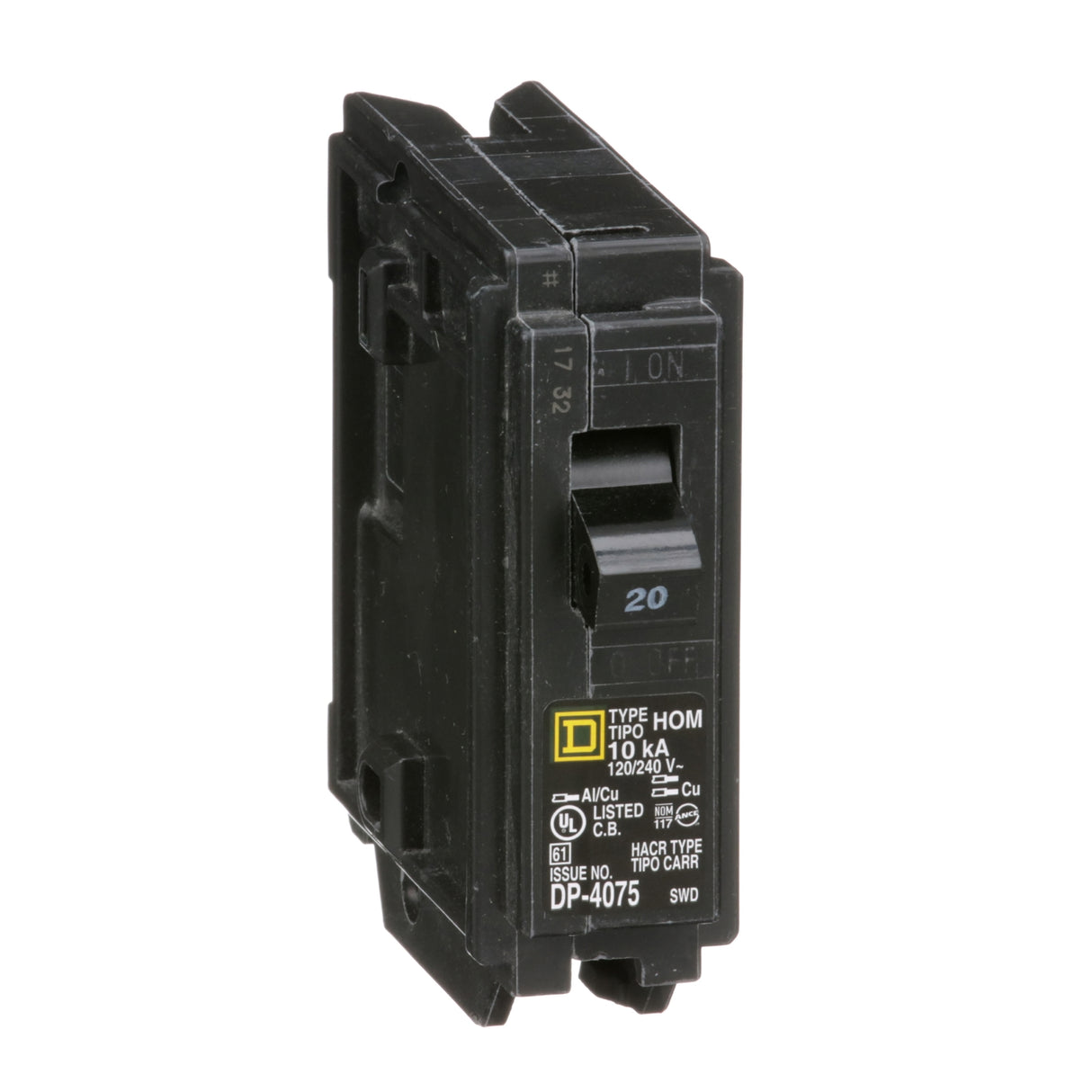 Square D HOM120 Homeline Single Pole Miniature Circuit Breaker (120V, 25A)