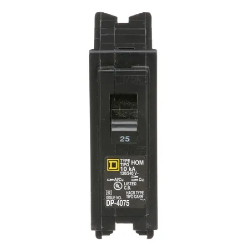 Square D HOM125 Homeline Single Pole Miniature Circuit Breaker (120V, 25A)