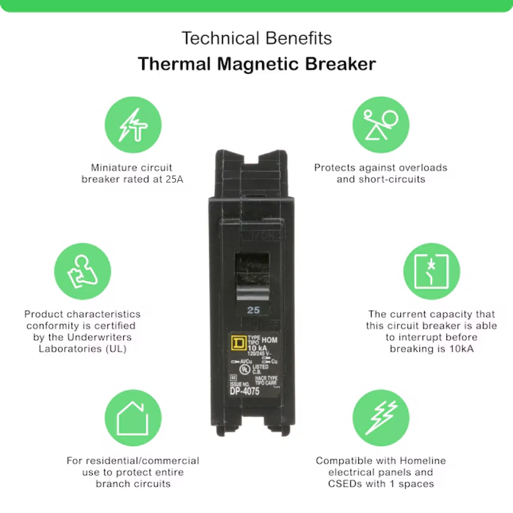 Square D Homeline 25 Amp Circuit Breaker - 1-Pole (HOM125)