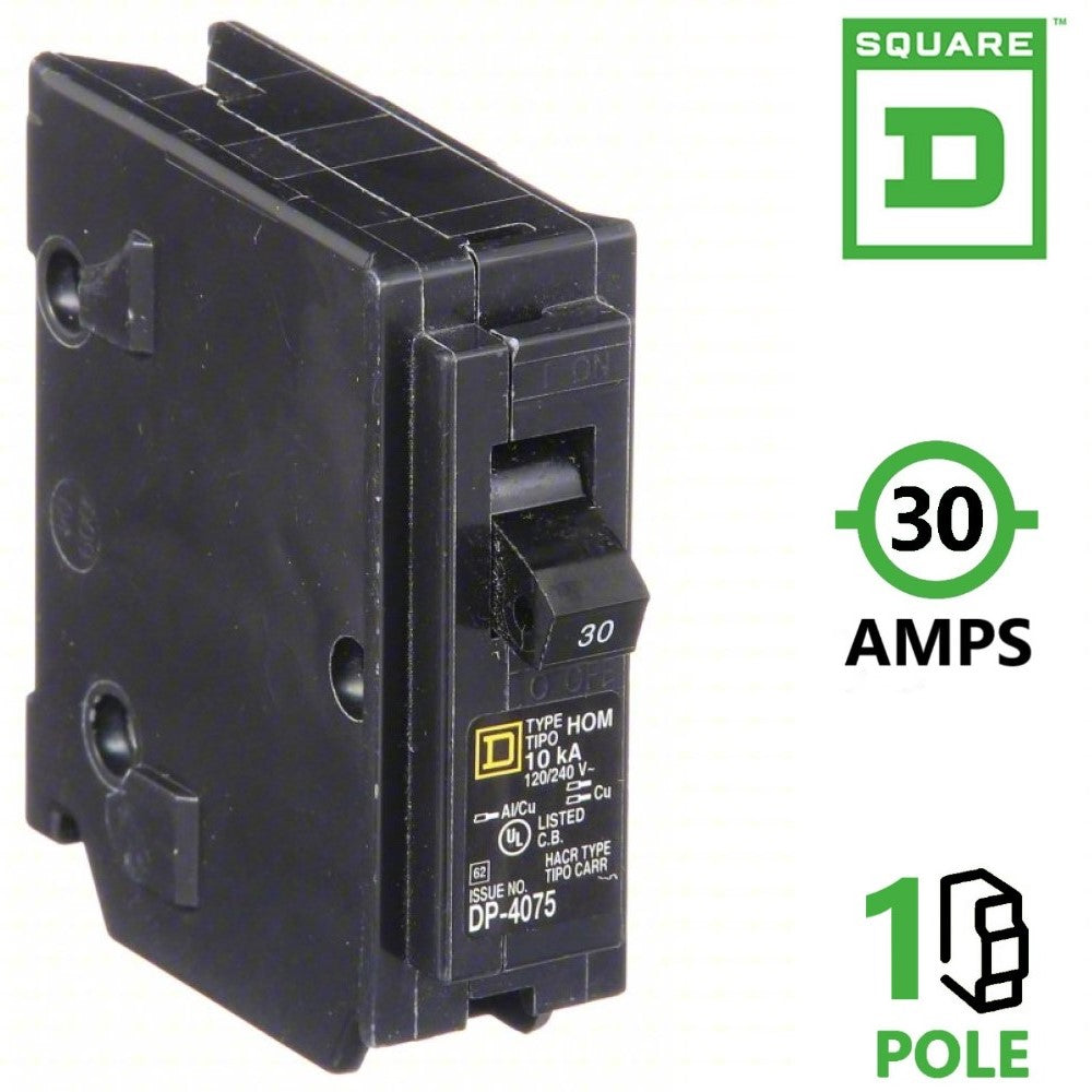Square D HOM130 Homeline Single Pole Miniature Circuit Breaker (120V, 30A)