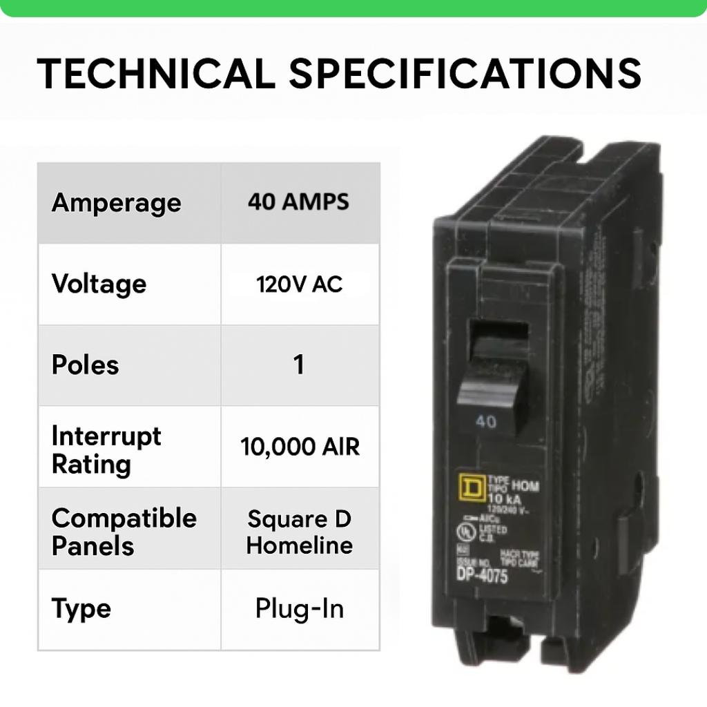 Square D Homeline 40 Amp Circuit Breaker - 1-Pole (HOM140)