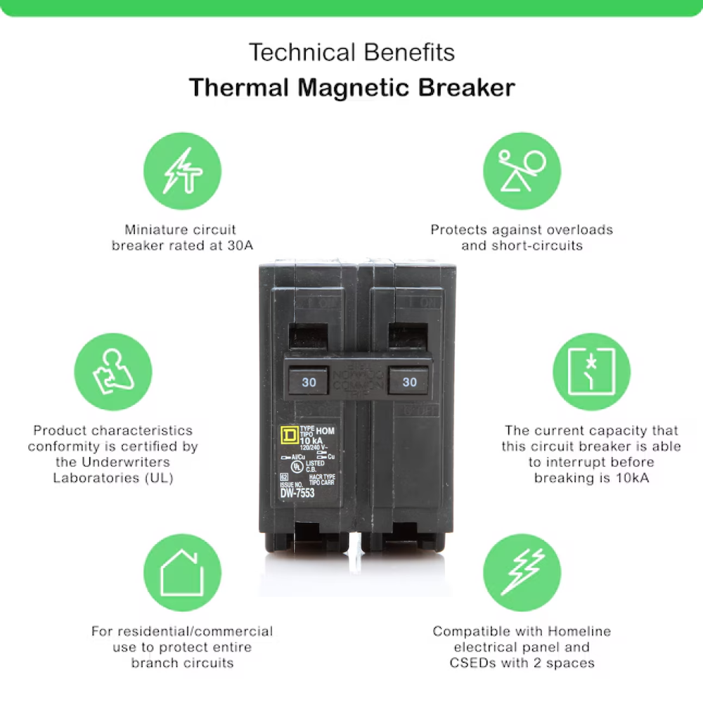 Square D Homeline 30 Amp Circuit Breaker - 2-Pole (HOM230)