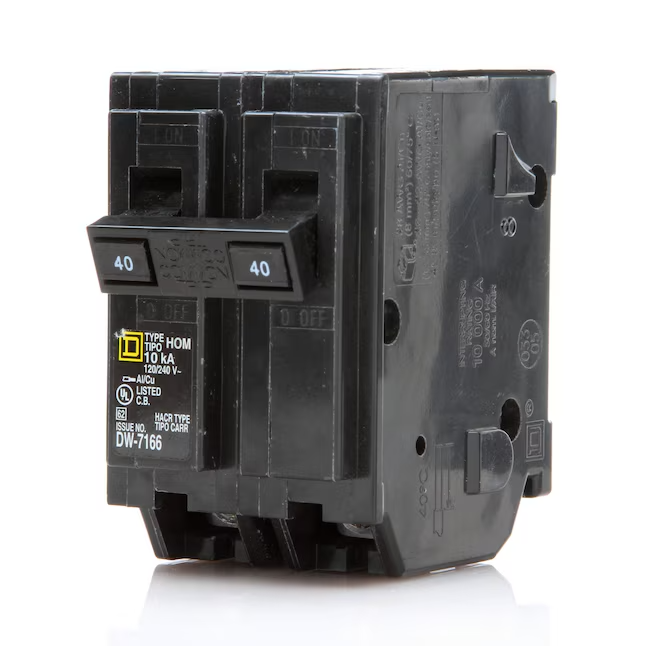 Square D HOM240 - 40 Amp Circuit Breaker, Homeline, 2 Pole, Plug In 40A, 120/240VAC (Copy) (Copy) (Copy)