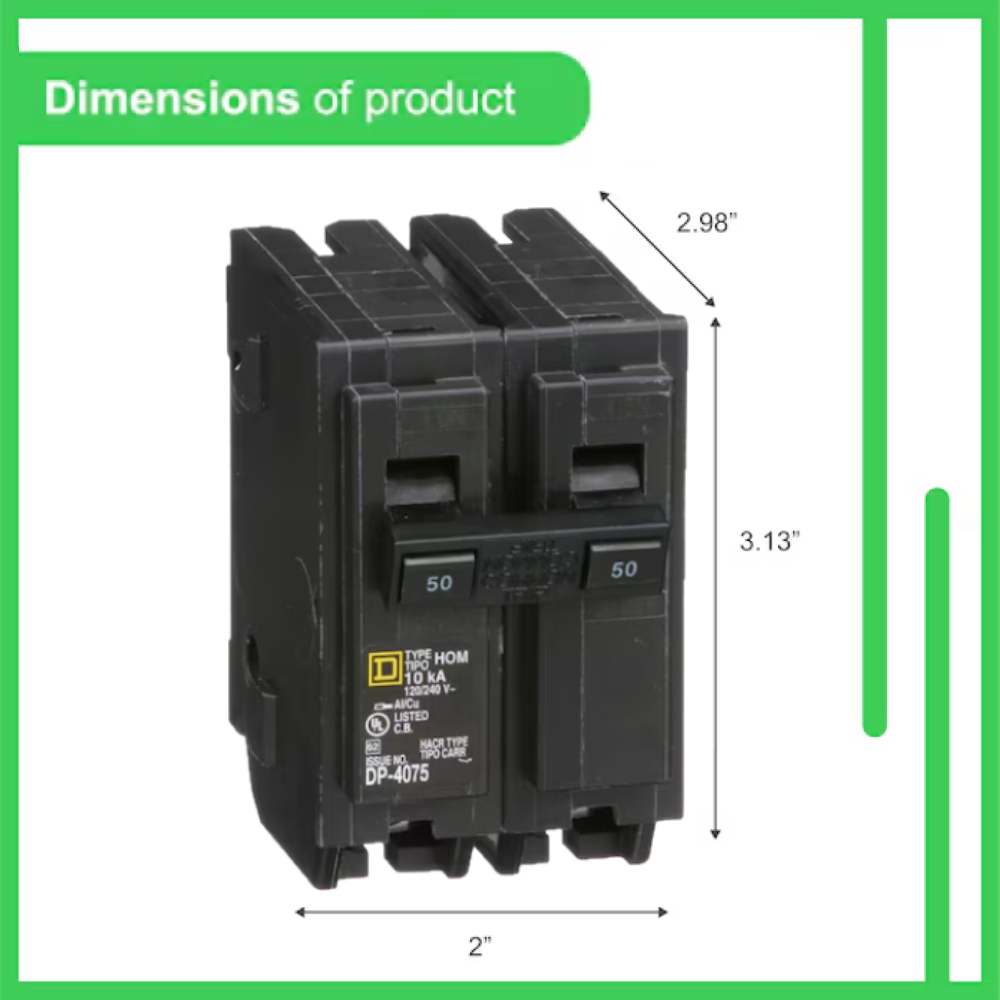 Square D Homeline 50 Amp Circuit Breaker - 2-Pole (HOM250)