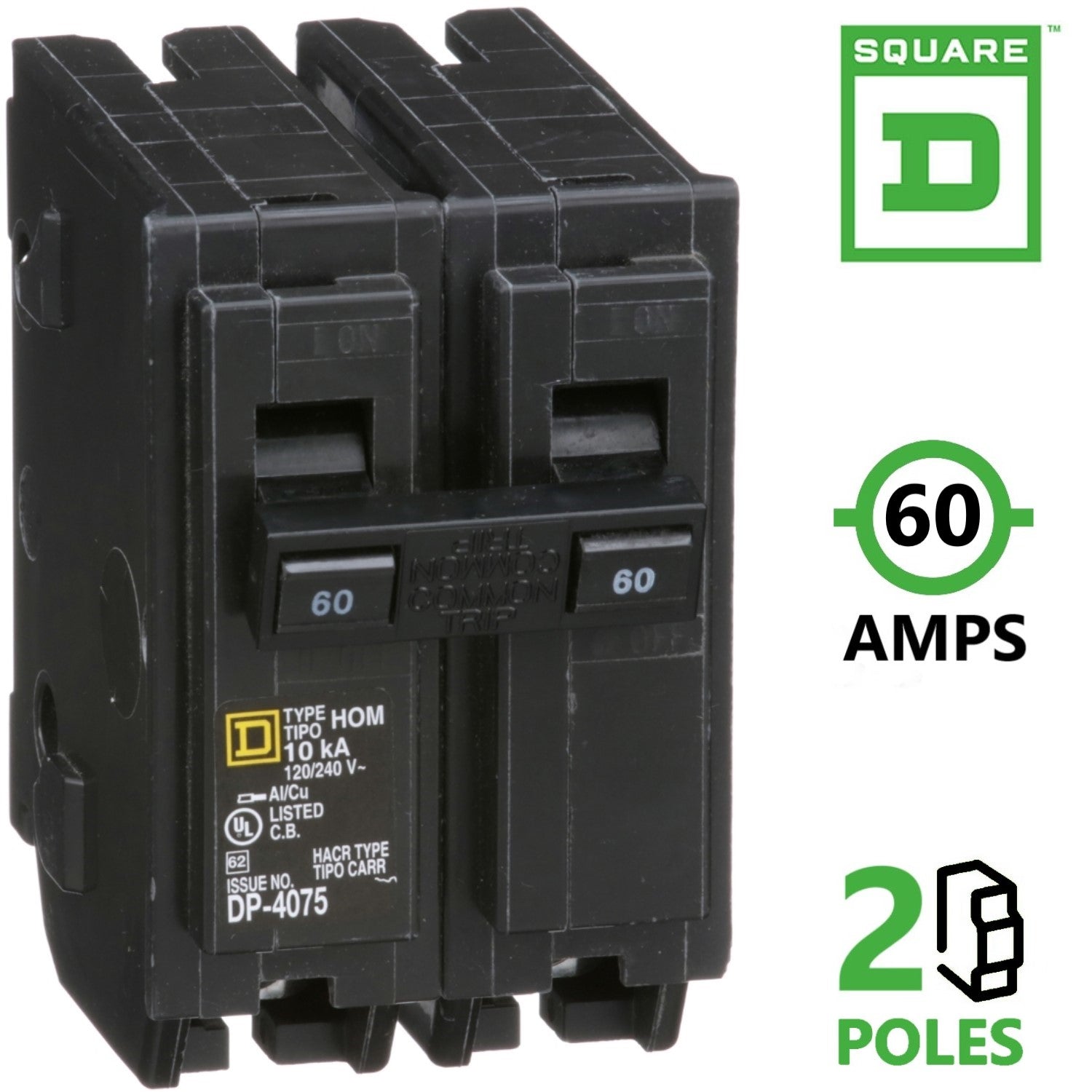 Square D 60 Amp Circuit Breaker HOM260 Homeline 2 Pole Plug In 60A, 12 Square D 60 Amp Circuit Breaker HOM260 Homeline 2 Pole Plug In 60A, 12