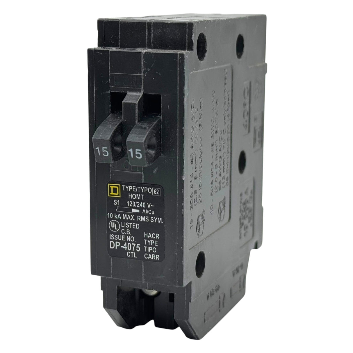 Square D Homeline Tandem 15/15 Amp Circuit Breaker - 1-Pole (HOMT1515)