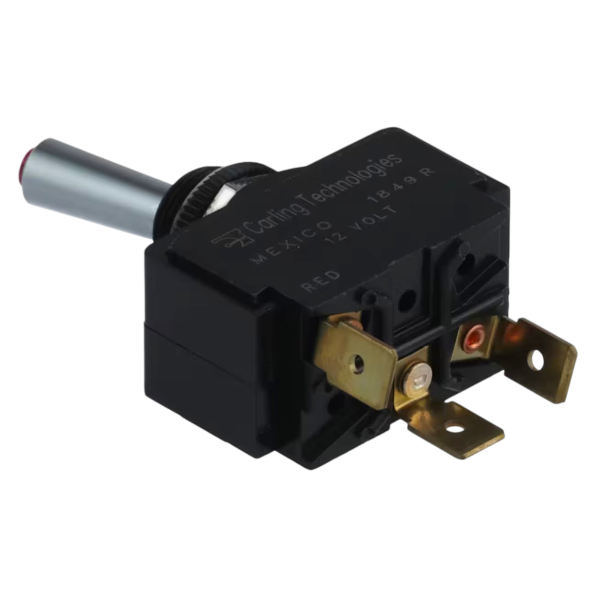 12V Waterproof Marine Toggle Rocker Switch Kit, Genuine OEM Carling Marine Grade SPST On-Off Maintained, Red Lighted 15A Heavy Duty 3-Pin Panel Sealed for Boat Dash & Automotive