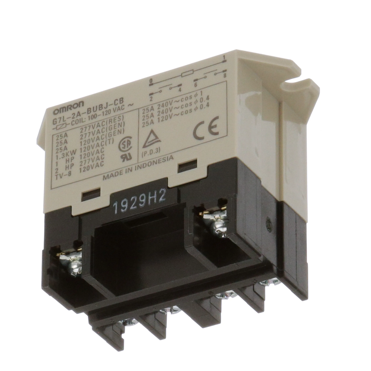 Omron G7L-2A-BUBJ-CB AC100/120 General Purpose Relay 120 VAC, 25 Amps