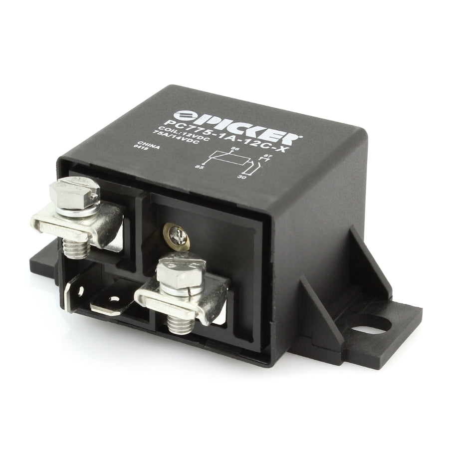 Picker PC775-1A-12C-X Power Relay, 12VDC, SPST, 75A, Dual Contact