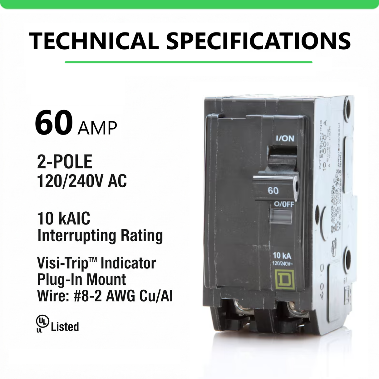 Square D QO 60 Amp Circuit Breaker - 2-Pole (QO260)