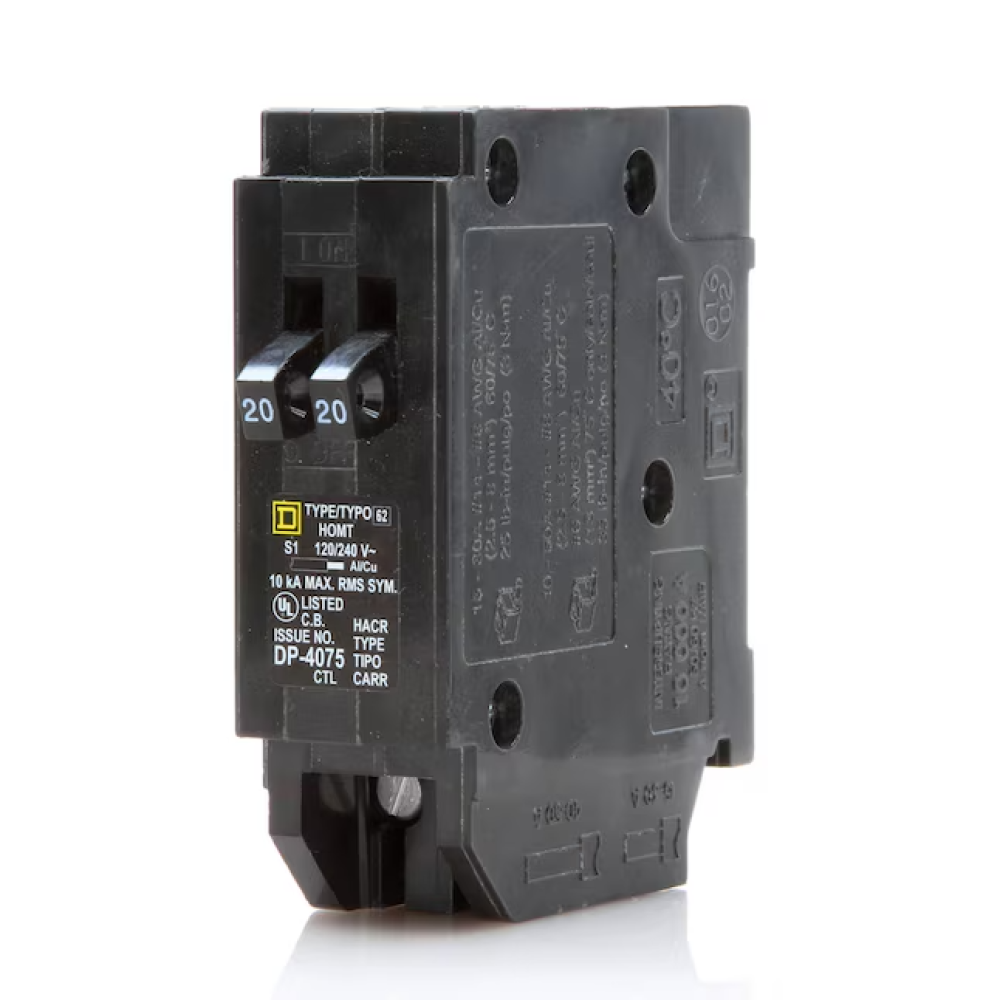 Square D Homeline Tandem 20/20 Amp Circuit Breaker - 1-Pole (HOMT2020)