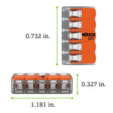 WAGO 221-415 - 221 Series 5 Conductor AWG 24 – 12 Transparent Body Connector w/Levers - 50 Pack