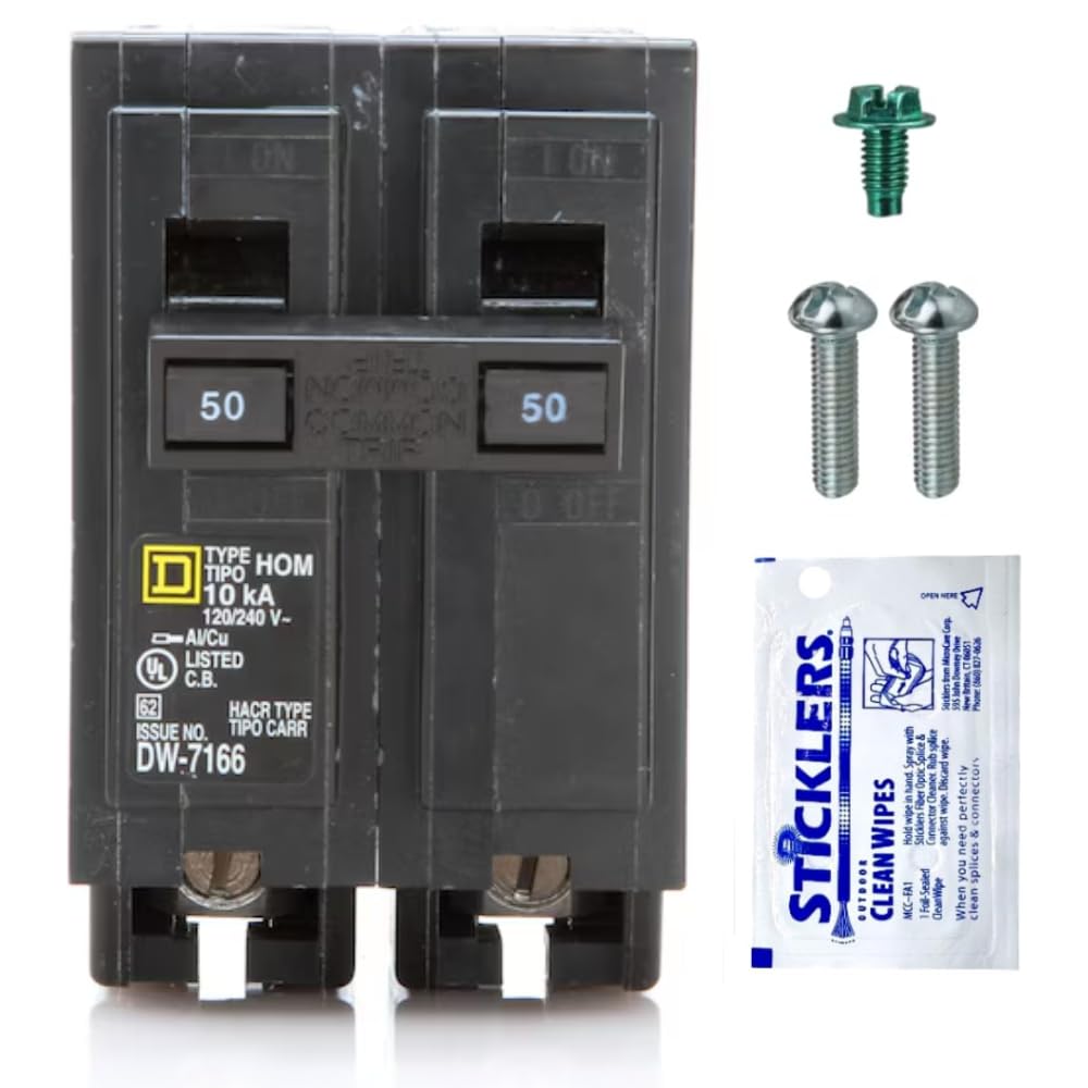 Hom250 Genuine Square D HOM250 Circuit Breaker Kit Bundle (1 Pack), 50 Amp (5 ...