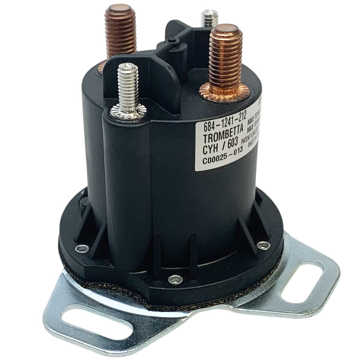Trombetta 684-1241-212 PowerSolenoid 12V DC Contactor, 4-Terminal, Grounded 10-32, 150A Continuous