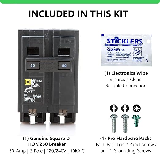 Genuine Square D HOM250 Circuit Breaker Kit Bundle (1 Pack), 50 Amp (5 ...