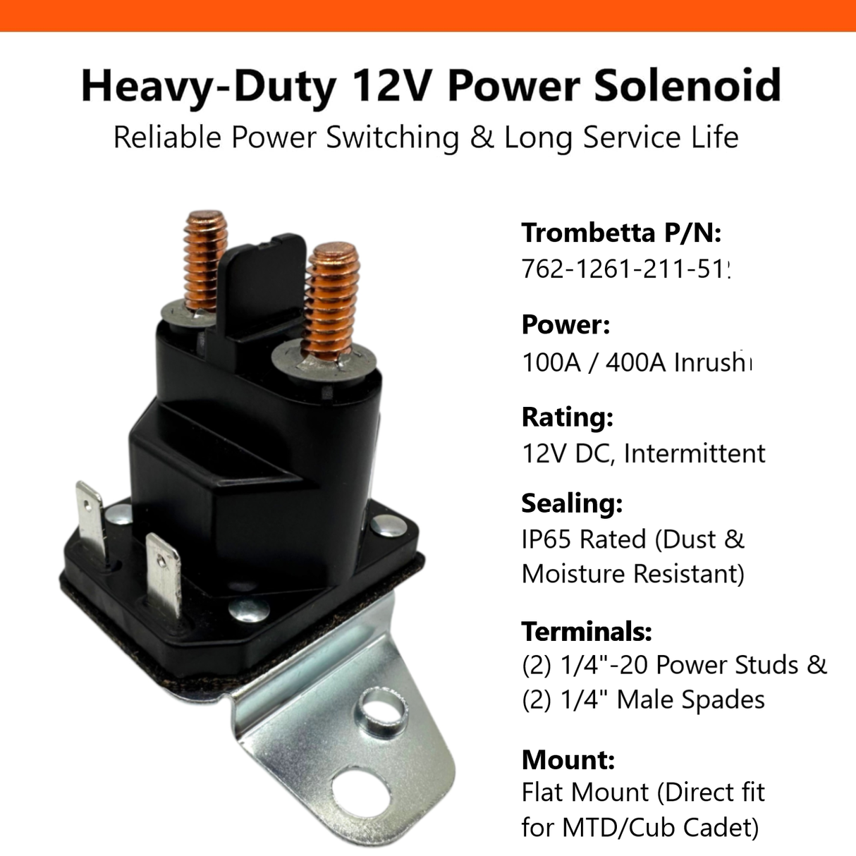Cub Cadet 725-06153A 12V Starter Solenoid Kit XT1 XT2 RZT ZT1 ZT2 LT1 MTD Troy