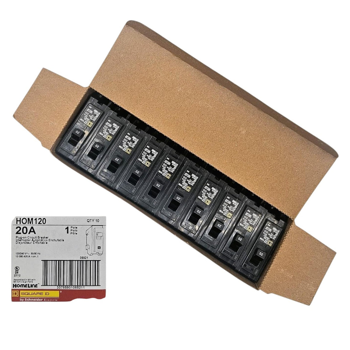 Hom120 Square D Homeline 20 Amp Circuit Breaker - 1-Pole (HOM120 ...
