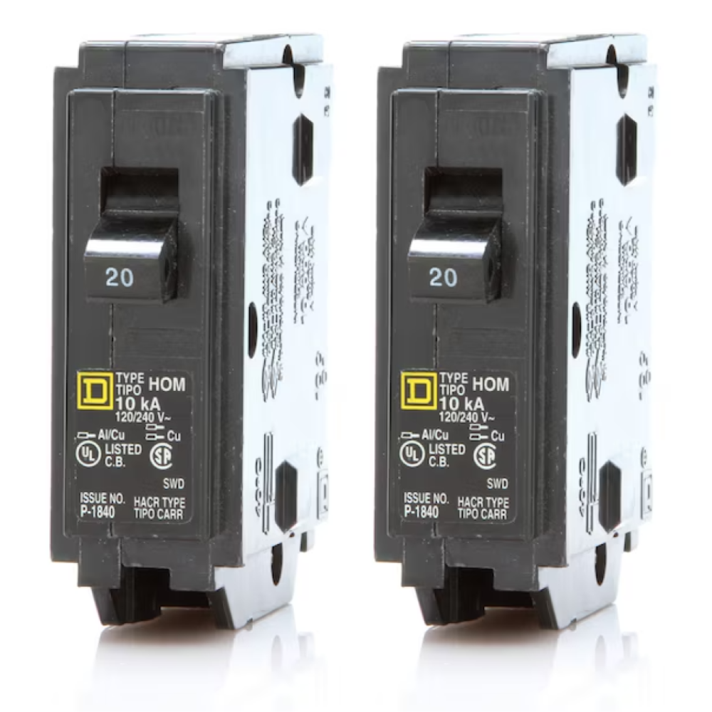 Hom120 Square D Homeline 20 Amp Circuit Breaker - 1-Pole (HOM120 ...