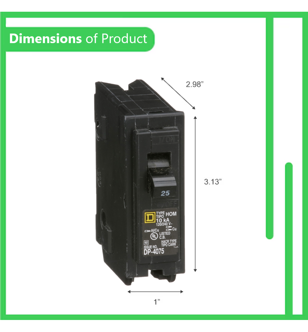 Square D Homeline 25 Amp Circuit Breaker - 1-Pole (HOM125)