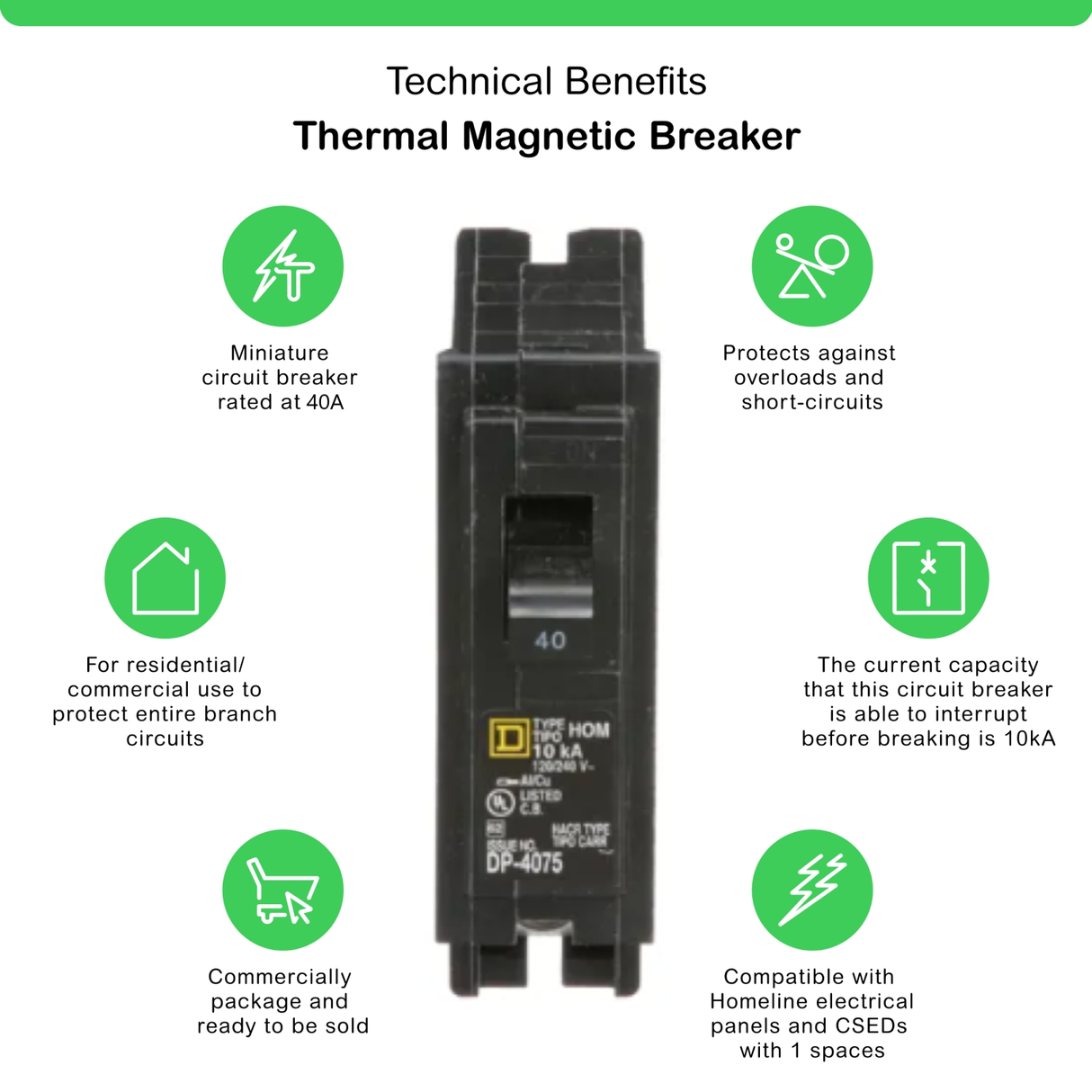 Square D Homeline 40 Amp Circuit Breaker - 1-Pole (HOM140)
