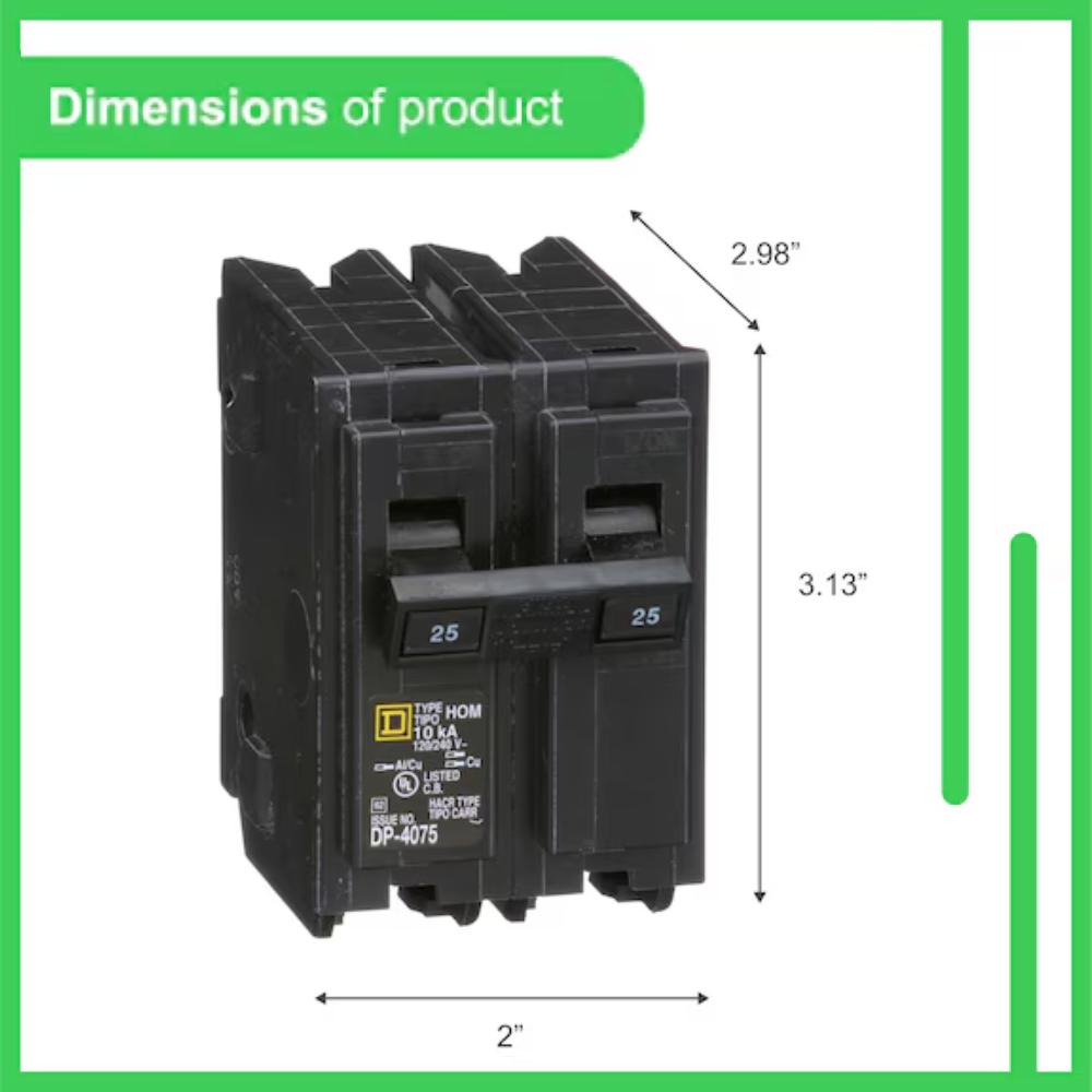Square D Homeline 25 Amp Circuit Breaker - 2-Pole (HOM225)