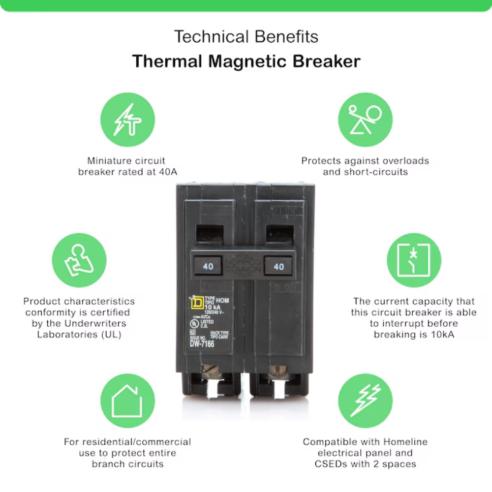 Square D Homeline 40 Amp Circuit Breaker - 2-Pole (HOM240)