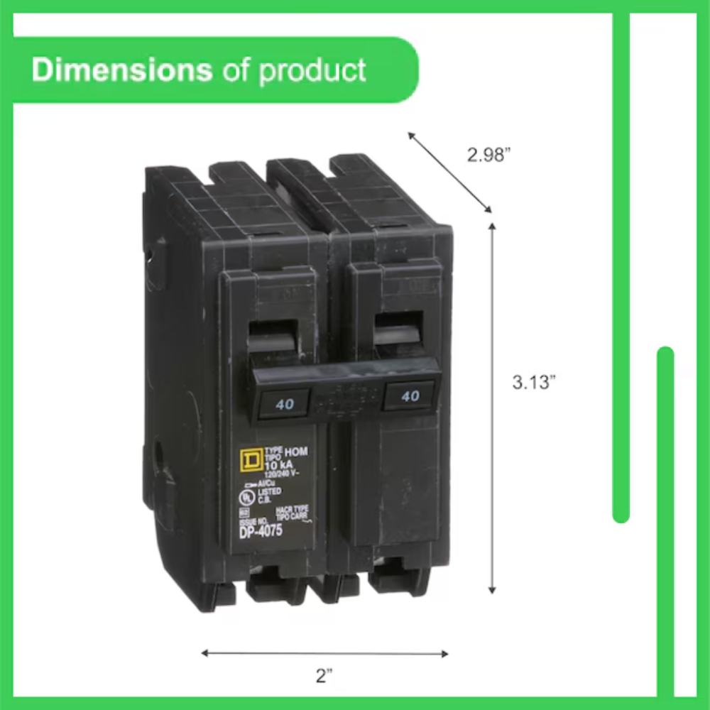 Square D Homeline 40 Amp Circuit Breaker - 2-Pole (HOM240)