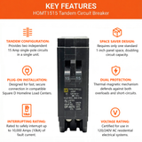 Square D Homeline Tandem 15/15 Amp Circuit Breaker - 1-Pole (HOMT1515)