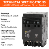 Square D Homeline Quadplex 30/30 Amp Circuit Breaker - 2-Pole (HOMT230230)