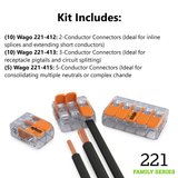 Wago Lever-Nuts Compact Splicing Connector Assortment Kit - 25-Piece (221-412, 221-413, 221-415)