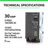Square D QO 30 Amp Circuit Breaker - 2-Pole (QO230)