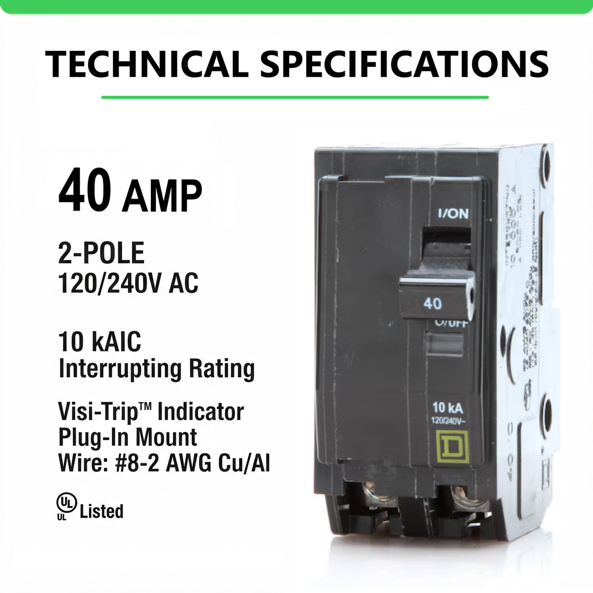 Square D QO 40 Amp Circuit Breaker - 2-Pole (QO240)