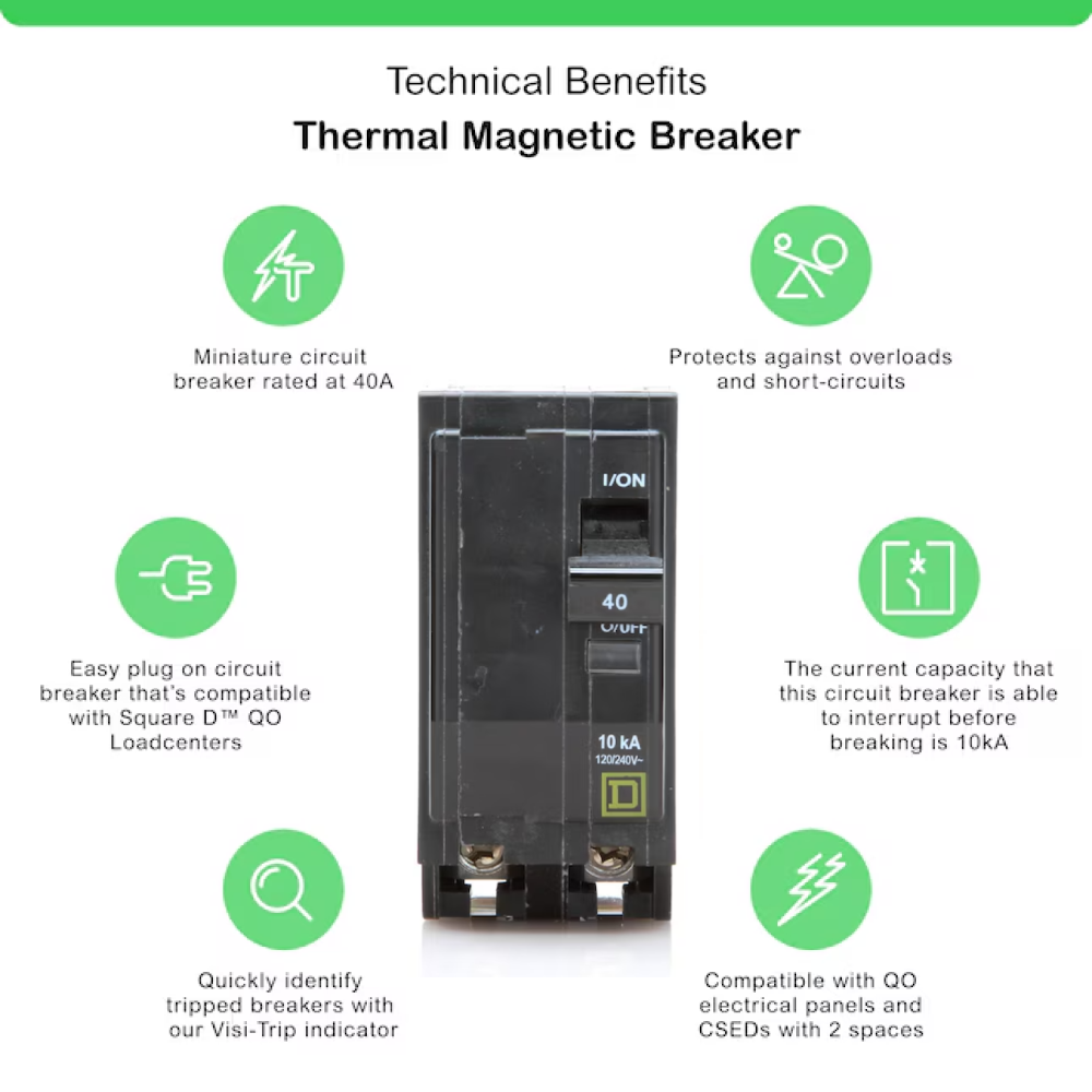 Square D QO 40 Amp Circuit Breaker - 2-Pole (QO240)