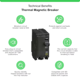 Square D QO250 – 50 Amp 50A Double Pole Plug-in QO Series Circuit Breaker