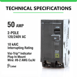 Square D QO 50 Amp Circuit Breaker - 2-Pole (QO250)