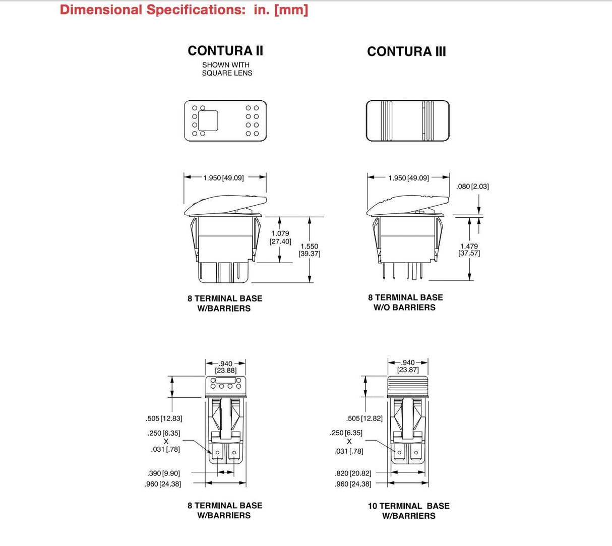 Carling Technologies VLD1S00B-AZC00-000 Rocker Switches DP (ON) Off(ON) 20A 12V Sealed Non-il