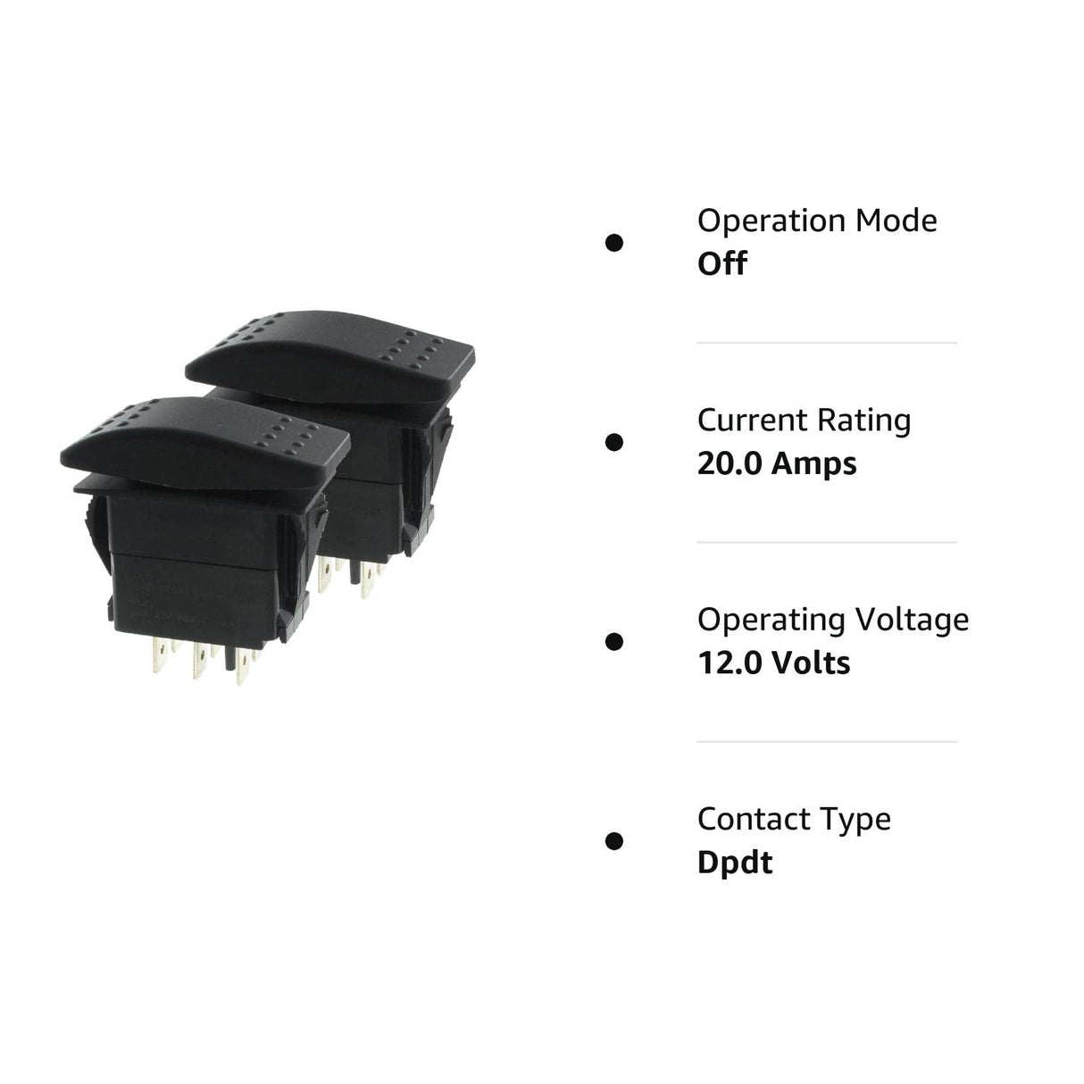 Carling Technologies VLD1S00B-AZC00-000 Rocker Switches DP (ON) Off(ON) 20A 12V Sealed Non-il